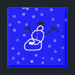 Imã Snowman Holiday Christmas Magnet - Arte por Crianç<br><div class="desc">Design de Snowman por Jasmin. Arte por Kids. com</div>