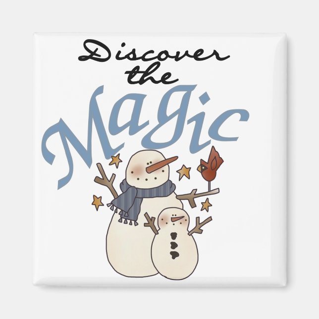 Imã Snowman Magic T-shirts e presentes (Frente)
