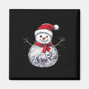 Imã Snowman Natal Retro Santa Hat Disco Ball Match