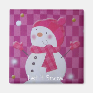 Imã Snowman Rosa