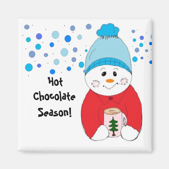 Imã Snowman Sipando Chocolate Quente (Frente)