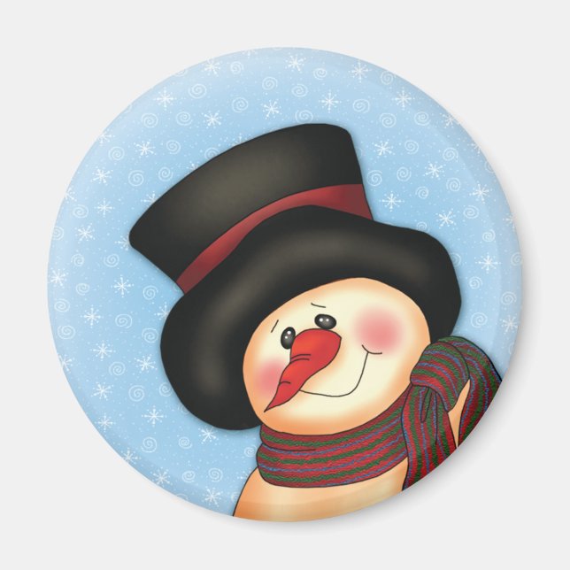 Imã "Snowman Sorrindo" Magnet (Frente)
