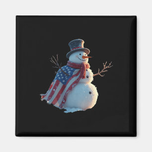 Imã Snowman Usa Celebração Patriótica Engraçado Snowma