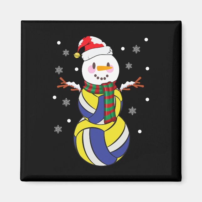 Imã Snowmanes de Natal Chuva de Voleibol (Frente)