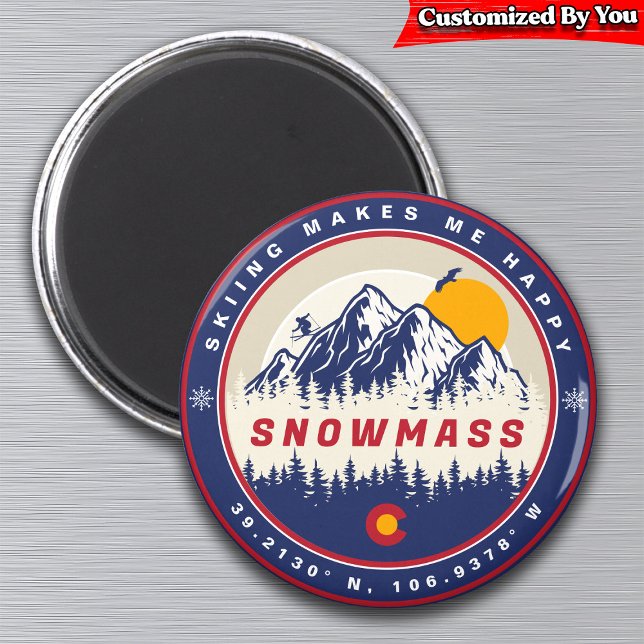 Imã Snowmass Colorado Flag Mountain Souvenir (Criador carregado)