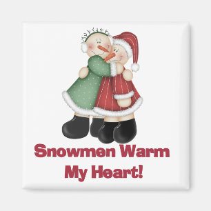 Imã Snowmen Aquece Minhas camisetas e presentes