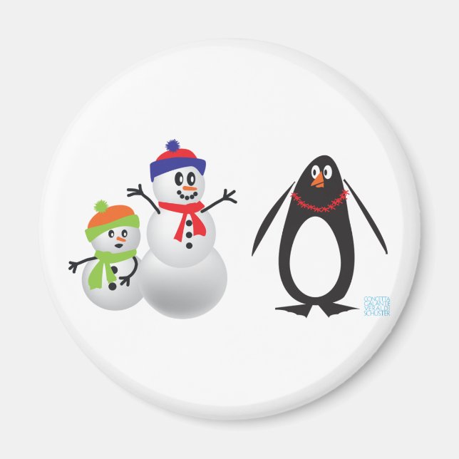 Imã Snowmen e Pinguim (Frente)