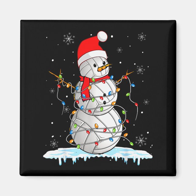 Imã Snowmies Santa Lights Christmas Snowman Volleyball (Frente)