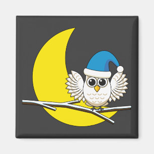 Imã Snowy Owl em Nova Lua Noite de inverno