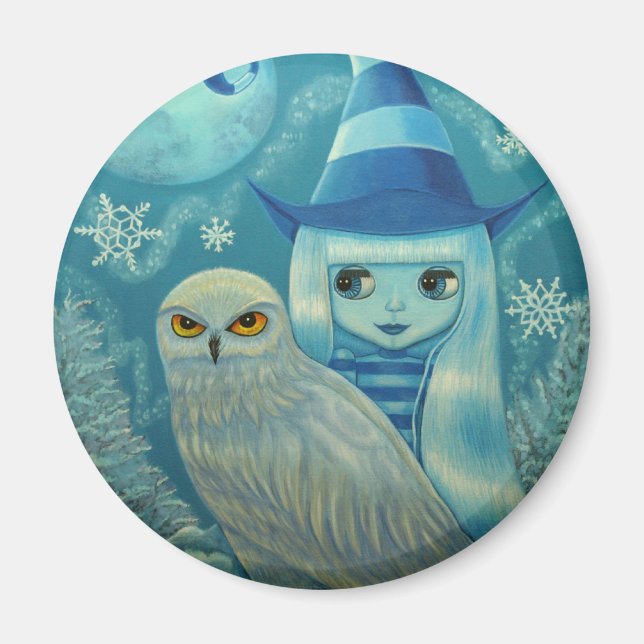 Imã Snowy Owl Witch Magnet (Frente)