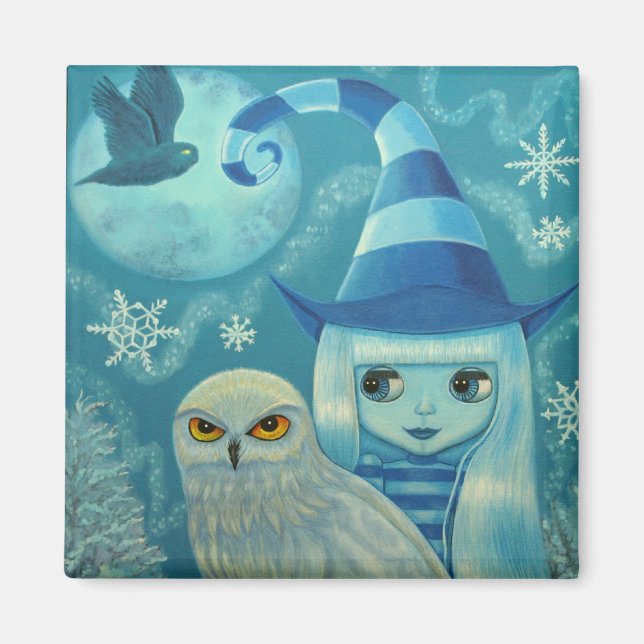 Imã Snowy Owl Witch Magnet (Frente)