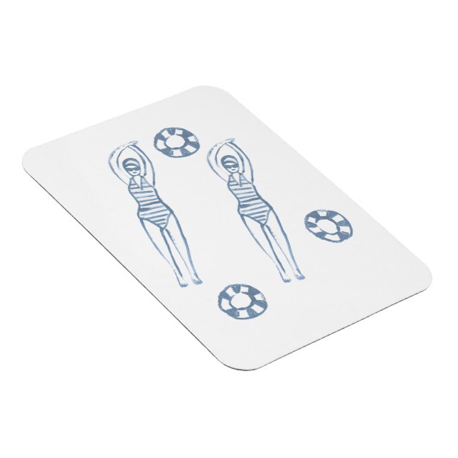 Ímã Snychro Artista Swimmers Blue Illustration (Lado Direito)