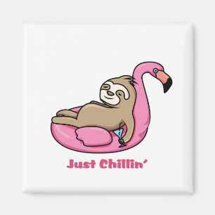Imã SÓ CHILLIN' - Lpreguiçoso e rosa Flamingo