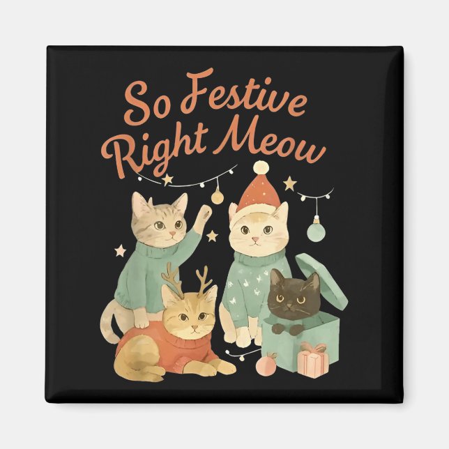 Imã So Festive Right Meow Funny Christmas Santa Cat  (Frente)