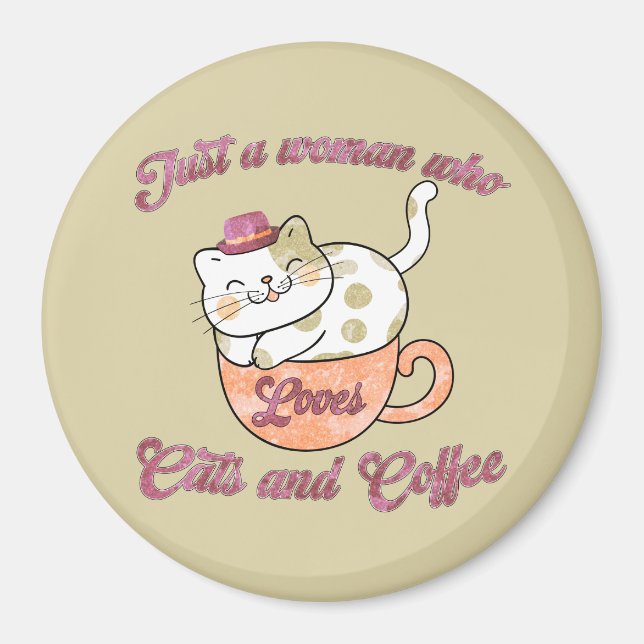 Imã Só uma mulher que ama gatos e café (Frente)