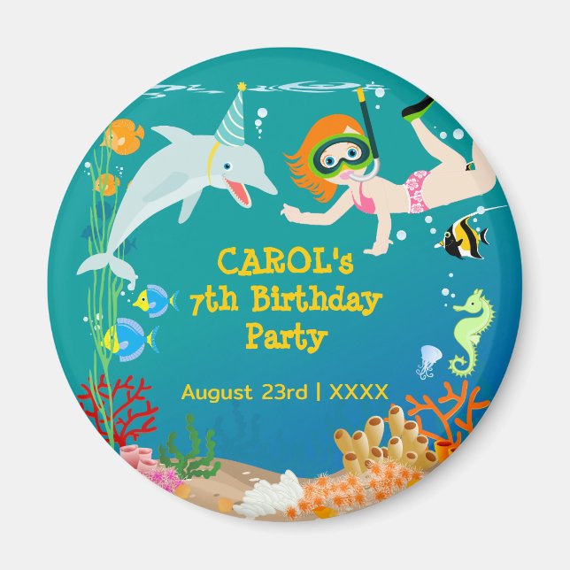 Imã Sob o mar golfinhos e Festa de aniversário de meni (Frente)