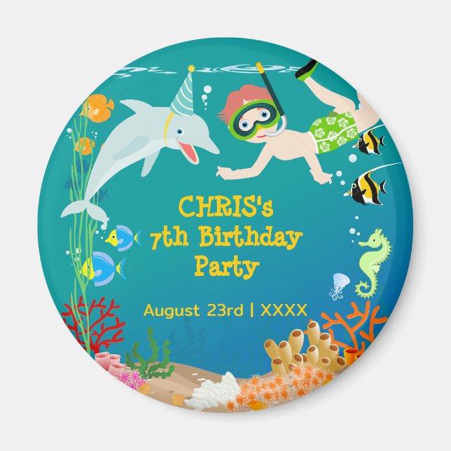 Imã Sob o mar golfinhos e festas de aniversário de gar (Frente)
