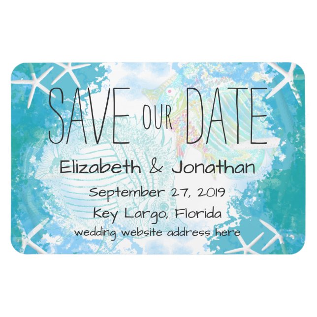 Ímã Sob o Mar Salve Nossa Data (Horizontal)