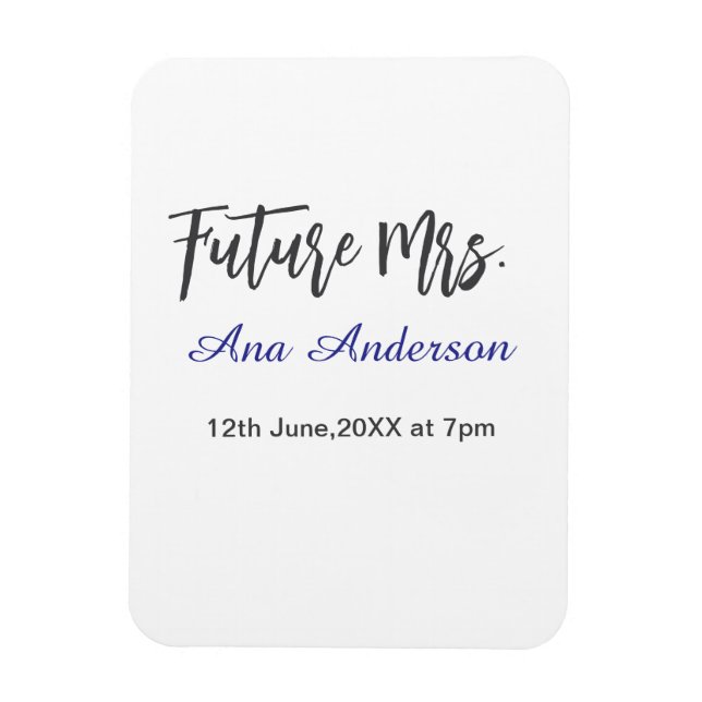 Ímã Sobrenome da futura sra noiva roxo cinza nome da (Vertical)