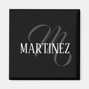 Imã Sobrenome Personalizado Elegante Preto Nome