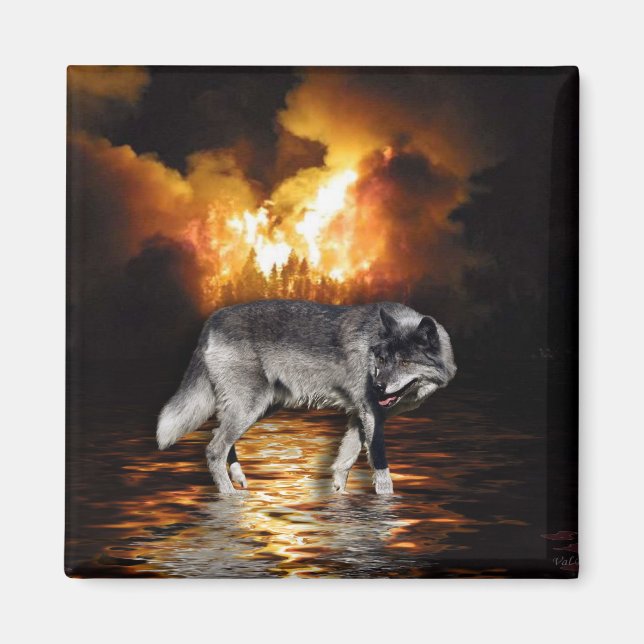 Imã "Sobrevivente" Cinza Wolf Magnet (Frente)