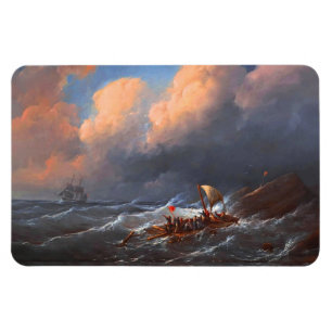 Ímã Sobreviventes de naufrágio em um barco