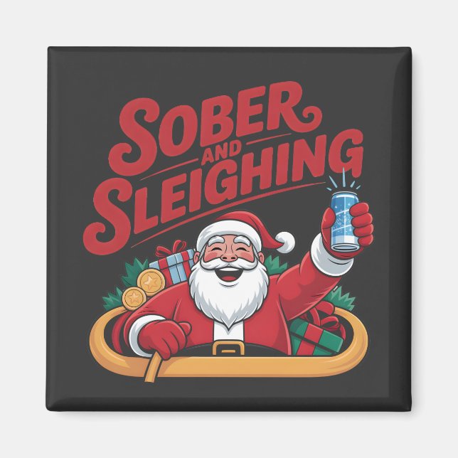 Imã Sóbrio e Puxando o Trineo Sóbrio Natal Sobriedade  (Frente)