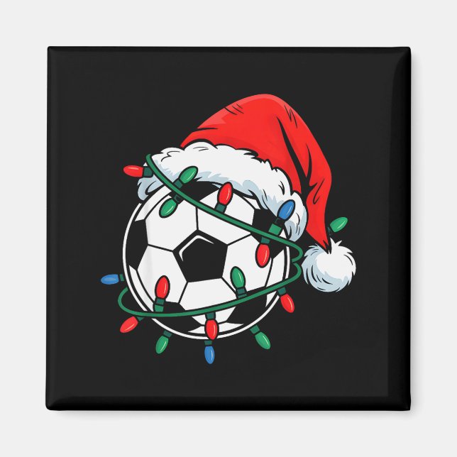 Imã Soccer Ball Santa Hat Xmas Funny Christmas Soccer  (Frente)