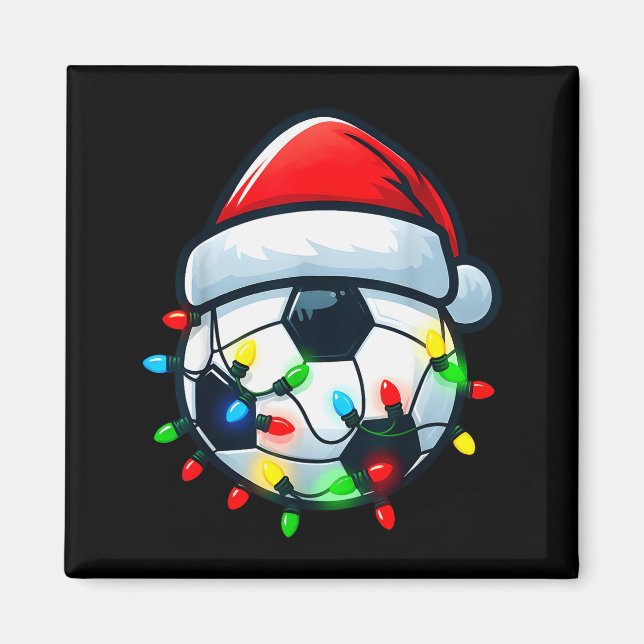 Imã Soccer Ball Santa Hat Xmas Pajamas Players Toddler (Frente)