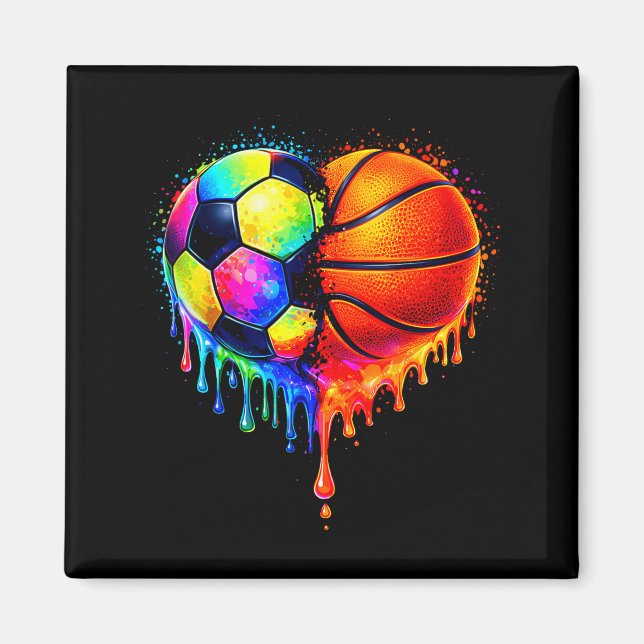 Imã Soccer Basketball Drip Heart Srts Valentines Day M (Frente)