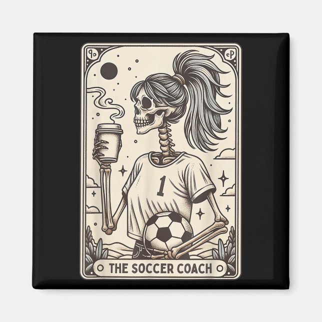 Imã Soccer Coach Tarot Card Halloween Skeleton Soccer  (Frente)