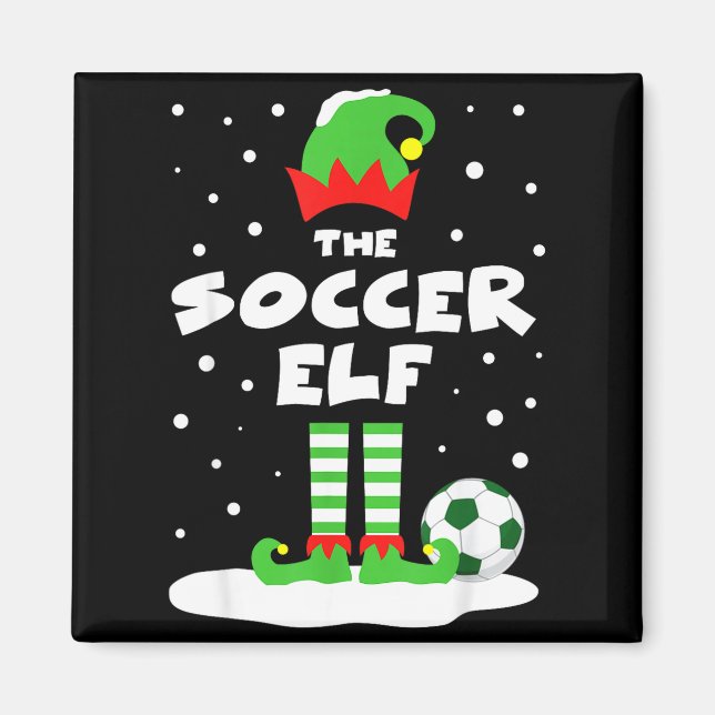 Imã Soccer Elf Matching Group Family Holiday Christmas (Frente)