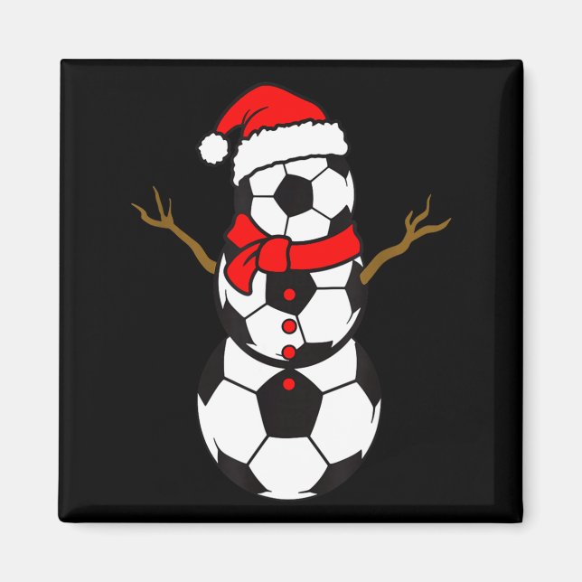 Imã Soccer Santa Hat Snowman Xmas Funny Soccer Lover C (Frente)