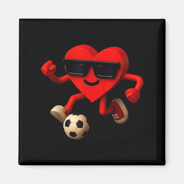 Imã Soccer Valentines Day Cute Funny Heart Boys Girls  (Frente)
