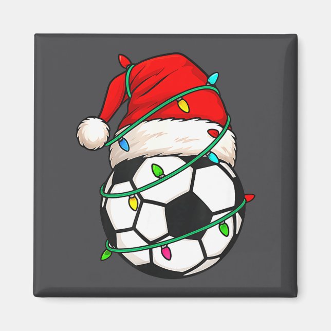 Imã Soccer With Santa Hat Funny Christmas Xmas Gift  (Frente)