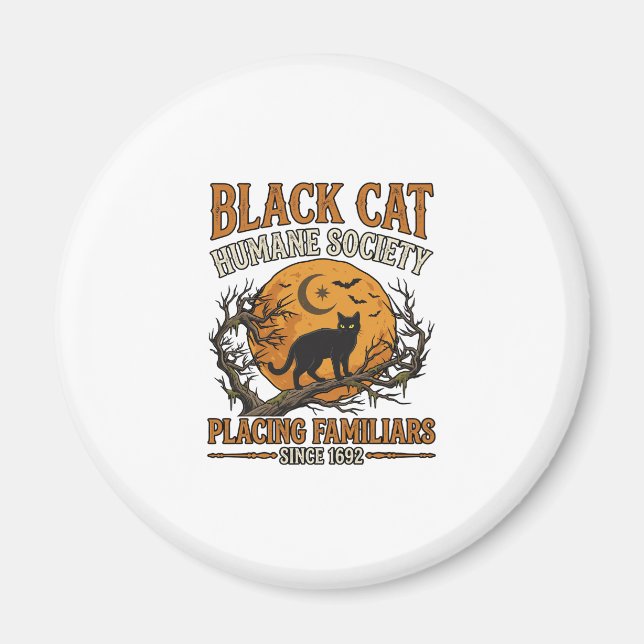Imã Sociedade Humana Black Cat Halloween Lua Cheia Mor (Frente)