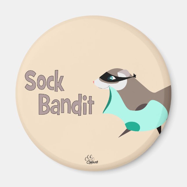 Imã Sock Bandit Funny Ferret Magnet (Frente)