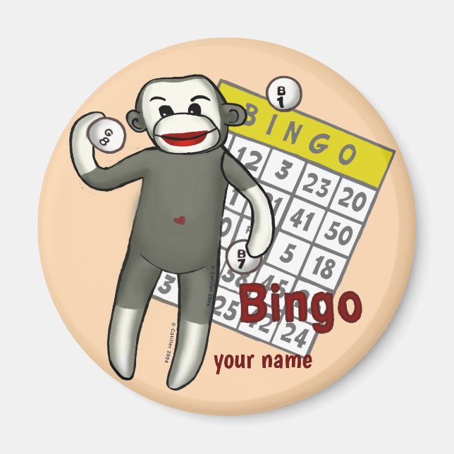 Imã Sock Monkey Bingo (Frente)