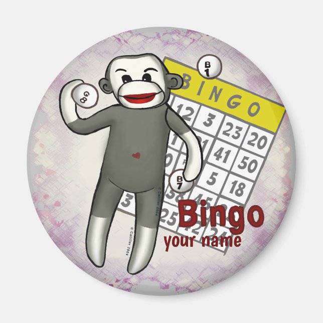 Imã Sock Monkey Bingo (Frente)