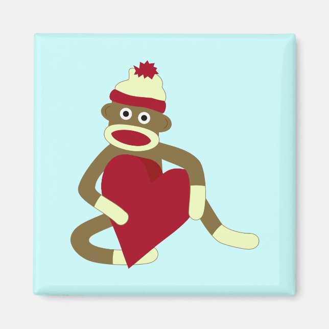 Imã Sock Monkey Love Heart (Frente)