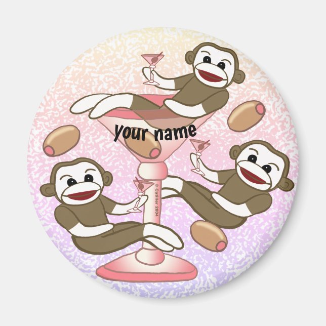 Imã Sock Monkey Martini (Frente)