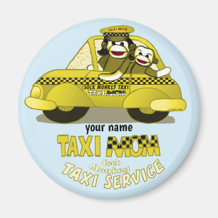 Imã Sock Monkey Taxi Mãe