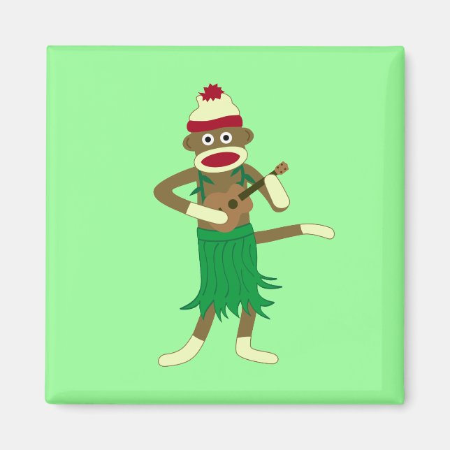 Imã Sock Monkey Ukulele (Frente)