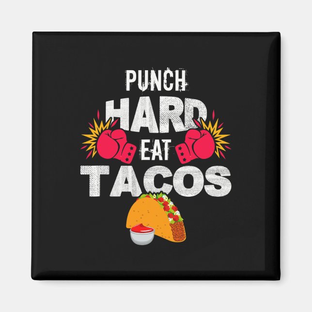 Imã Soco Forte Coma Tacos Boxe Kickboxing Kickboxer T (Frente)