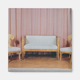 Imã Sofa e duas cadeiras, passarinho Karelian, 1810-20