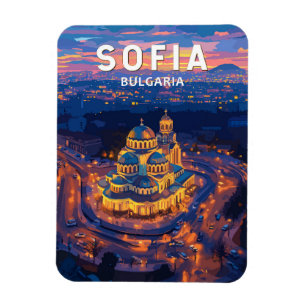 Ímã Sofia Bulgária Ilustração Viagem Art Vintage