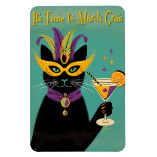 Ímã Sofisticados Retro É Hora do Martini de Mardi Gras
