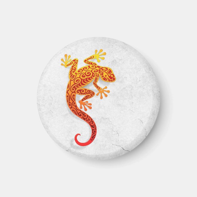 Imã Sofrendo a lagartixa vermelha em uma parede branca (Frente)