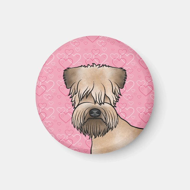 Imã Soft-Coated Wheaten Terrier de frente com Corações (Frente)