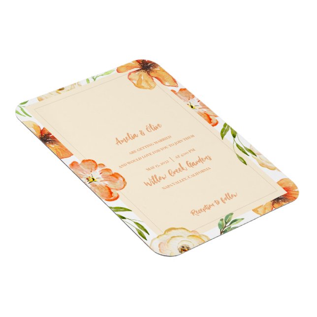 Ímã Soft Peach Floral Magnetic Wedding Invitation (Lado Direito)